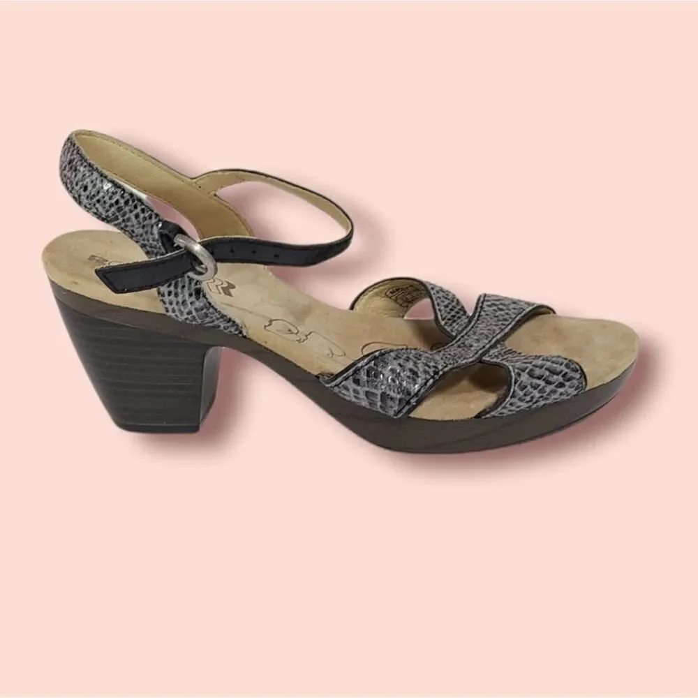 Romika Block Heel Snakeskin Sandals Size 8.5‎